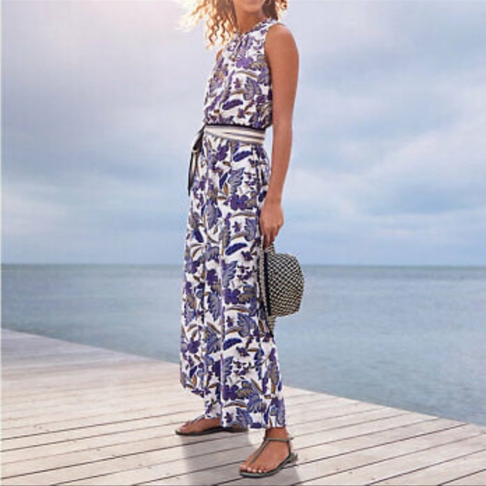 LOFT Floral Crop Jumpsuit